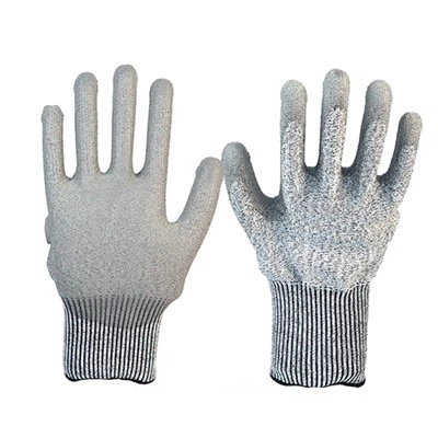 साधारण एंटी-कटिंग ग्रे पीयू दस्ताने